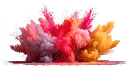Colorful powder explosion against white background