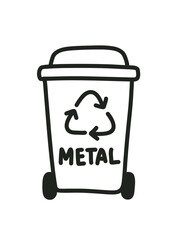 doodle illustration of metal waste sorting container