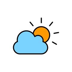 Flat Cloud and Sunrise Icon Vector for Weather Forecast