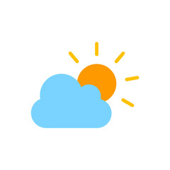 Flat Cloud and Sunrise Icon Vector for Weather Forecast