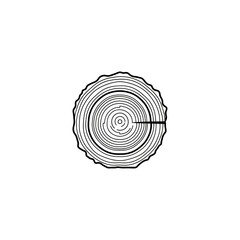 Fototapeta premium Minimalist cross-section drawing revealing tree rings, highlighting growth and age