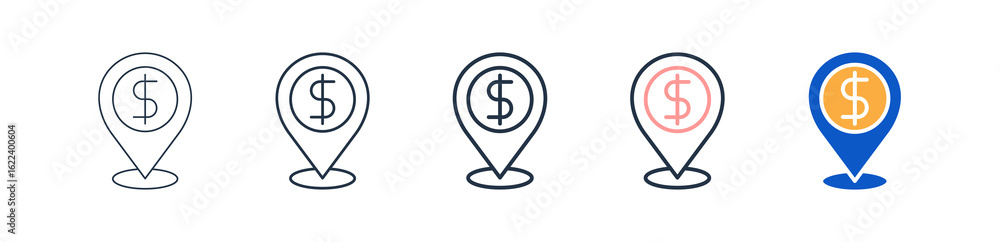 Poster atm different style icons set vector illustration.