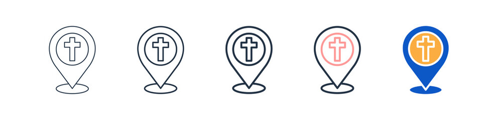 Obraz premium Church different style icons set vector illustration. 