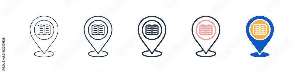 Poster library different style icons set vector illustration.