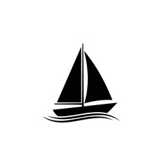 Minimalist sailing boat illustration evoking tranquility and maritime adventures at sea