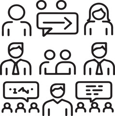 Teamwork & Communication HR Icons – Line Editable Corporate Human Resources Set