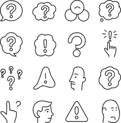 Trouble and Inquiry Outline Icons – Editable Stroke Question Mark Vector Pack
