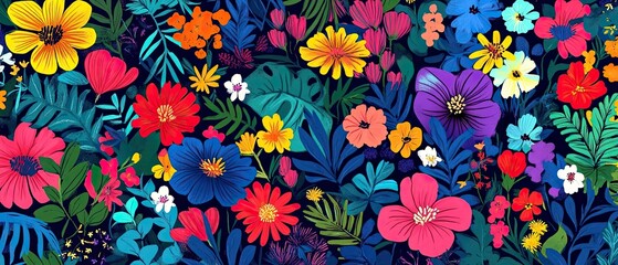 Obraz premium Abstract jungle pattern with tropical flowers
