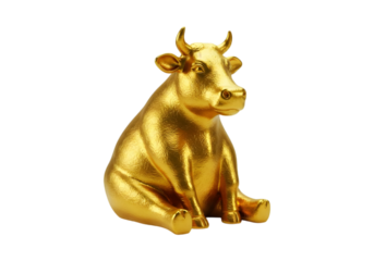 Golden Cow on Transparent Background 