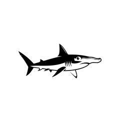 Obraz premium Stylized Hammerhead Shark Illustration: Marine Wildlife Black and White Design