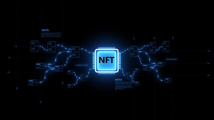 NFT processing system .Data visually depicts an intricate network of glowing lines and particles, the vast flow of information, complex data processing, and interconnected systems in a modern, 4k - Powered by Adobe