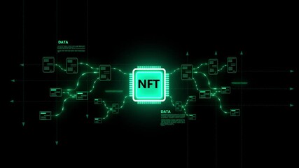 NFT processing system .Data visually depicts an intricate network of glowing lines and particles, the vast flow of information, complex data processing, and interconnected systems in a modern, 4k - Powered by Adobe