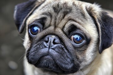 Obraz premium Ugly Dog. Portrait of a Cute Pug Puppy, Adorable Pet Portrait