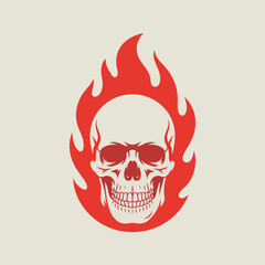 Fototapeta premium Fiery skull illustration with flames and a vintage style