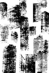 Black and white abstract cityscape with brutalist architecture for modern design projects