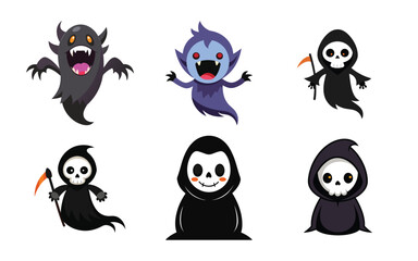 Halloween line icon set. Group of object. Ghost, horror, celebration, moon, witch, pumpkin.