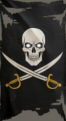 Glowing Skull & Crossed Swords: Dark Pirate Flag Art
