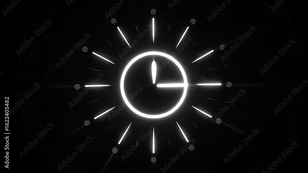 Aufkleber illuminated sunburst animation with glowing rays emanating from a central circle