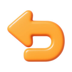 Bright orange arrow icon indicating leftward direction, symbolizing return or back action