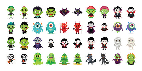 Halloween line icon set. Group of object. Ghost, horror, celebration, moon, witch, pumpkin.