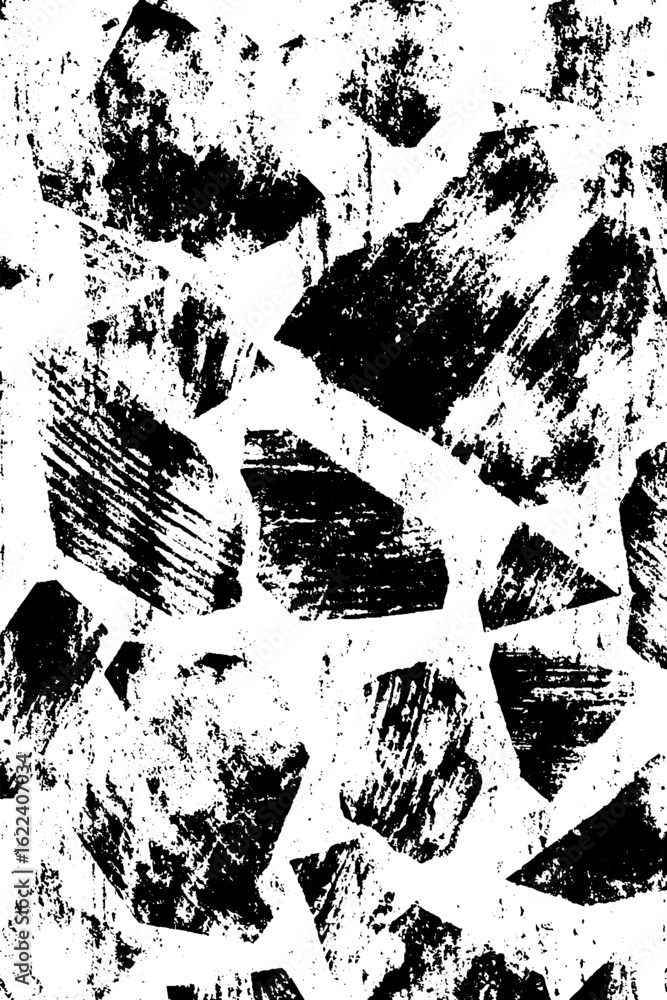 Poster black and white geometric crystal texture with sharp polygon shapes - abstract design for graphic ov