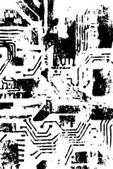 Fototapeta premium Black and white grunge circuit board texture for technology design