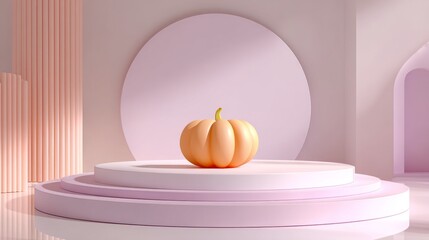 3D podium with a Halloween background, pink color
