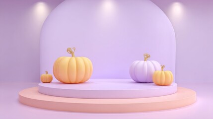 3D podium with a Halloween background, purple color