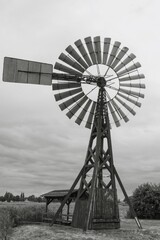 
old water conveyor wind turbine for water supply on the fields of Usedom