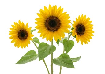 Obraz premium Sunny Trio: Vibrant Sunflowers on White