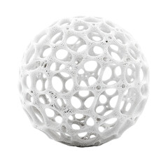 White sphere with a porous on transparent background