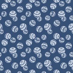 Japanese Flower Ball Vector Seamless Pattern