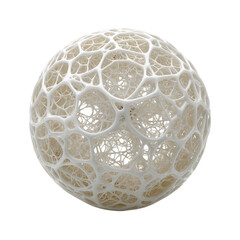White sphere with a porous on transparent background