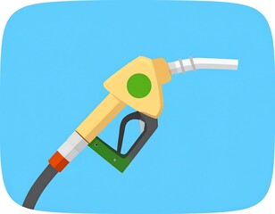 A simple illustration of a yellow gas pump nozzle against a light blue background