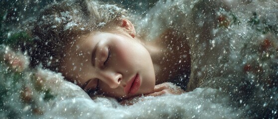 Winter's Embrace: A Serene Slumber in a Snowfall