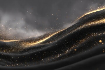 Abstract Gold Glitter Wave Pattern On Dark Background