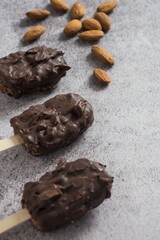 Chocolate-Covered Ice Cream Bars with Almonds