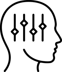 Abstract outline of a human head with sliders and controls inside representing mental control or settings