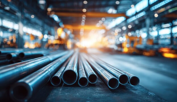 Metal pipes in a factory setting