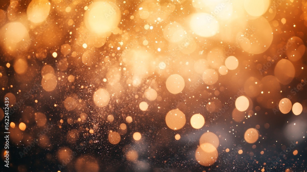 Poster abstract blurred bokeh lights background with twinkling glitter and warm illuminating effect