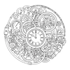 Naklejka premium Vintage Mechanical Gear Vector Illustration, Ai generator