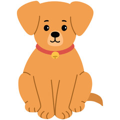 Hand drawn cartoon illustration of a sitting dog