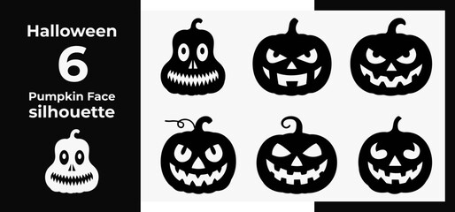 Halloween pumpkin silhouette collection with vector illustration isolated on a white background 