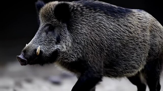 Close-up of a wild boar