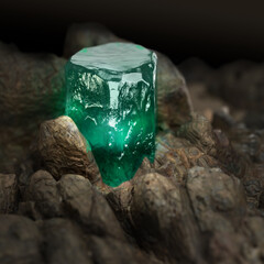 emerald crystal on a stone