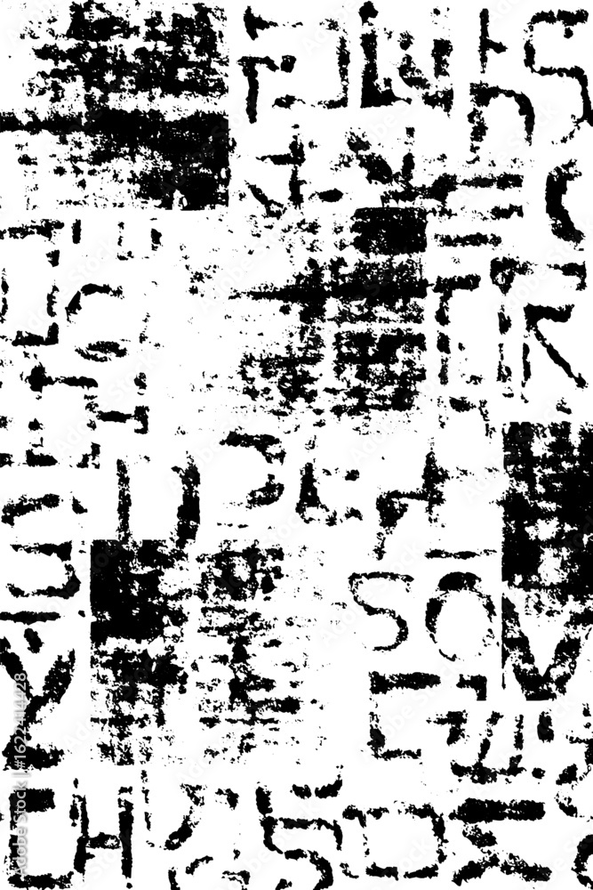 Poster distorted black and white typographic pattern with grunge texture for unique design projects