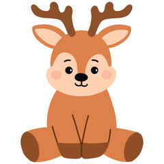 Hand drawn cartoon illustration of a sitting deer