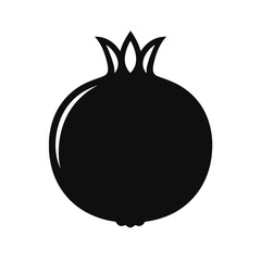 Pomegranate Fruit Vector Silhouette - Healthy Food and Natural Icon