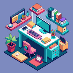 Obraz premium isometric view of a modern building with a building