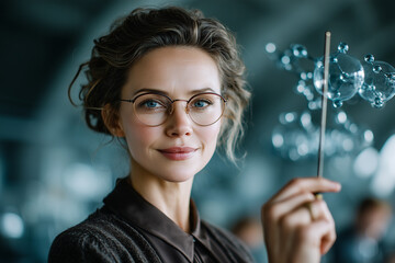Teacher of chemistry in classroom